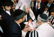 Rabbi Yitzchak Selmar, Mohel with the Byaleh Rebbe at the Fenster baby Bris
